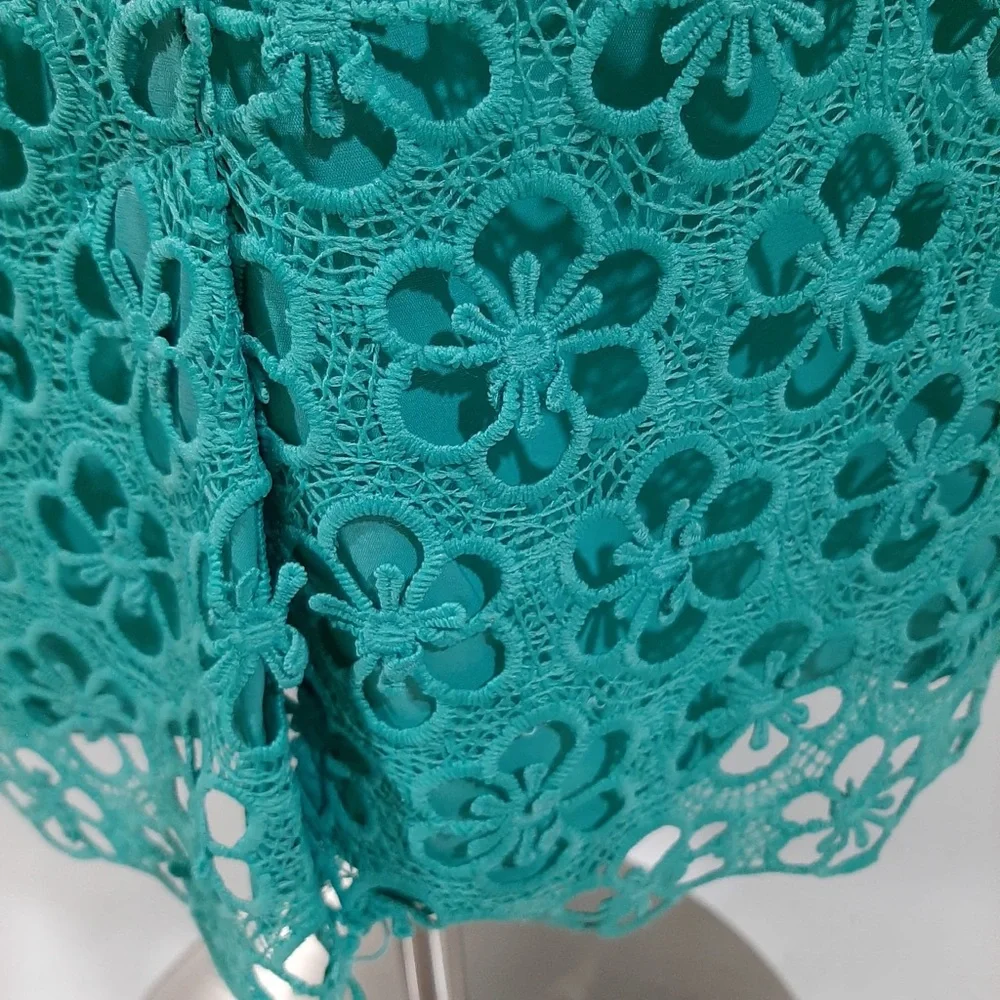 NWT Adriana Papell lace overlay turquoise blue dress 10 - Picture 14 of 15